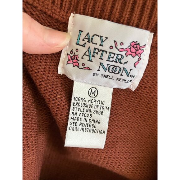 80's vintage Lacy After Noon brown ren faire style cottagecore embroidered sweat - Picture 5 of 6